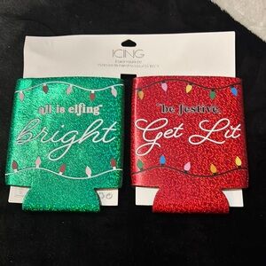 Icing Festive Drink Sleeves in Green and Red